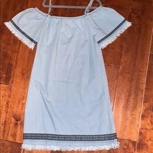 Denim cold shoulder dress